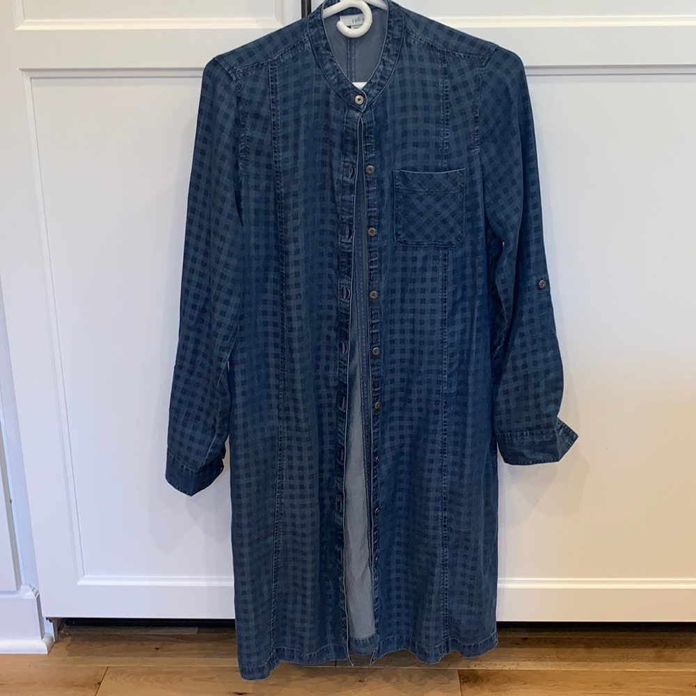 J Jill denim check shirt dress with pockets size S